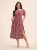 Ditsy Floral Split Hem Puff Sleeve Dress sold by Bloomchic