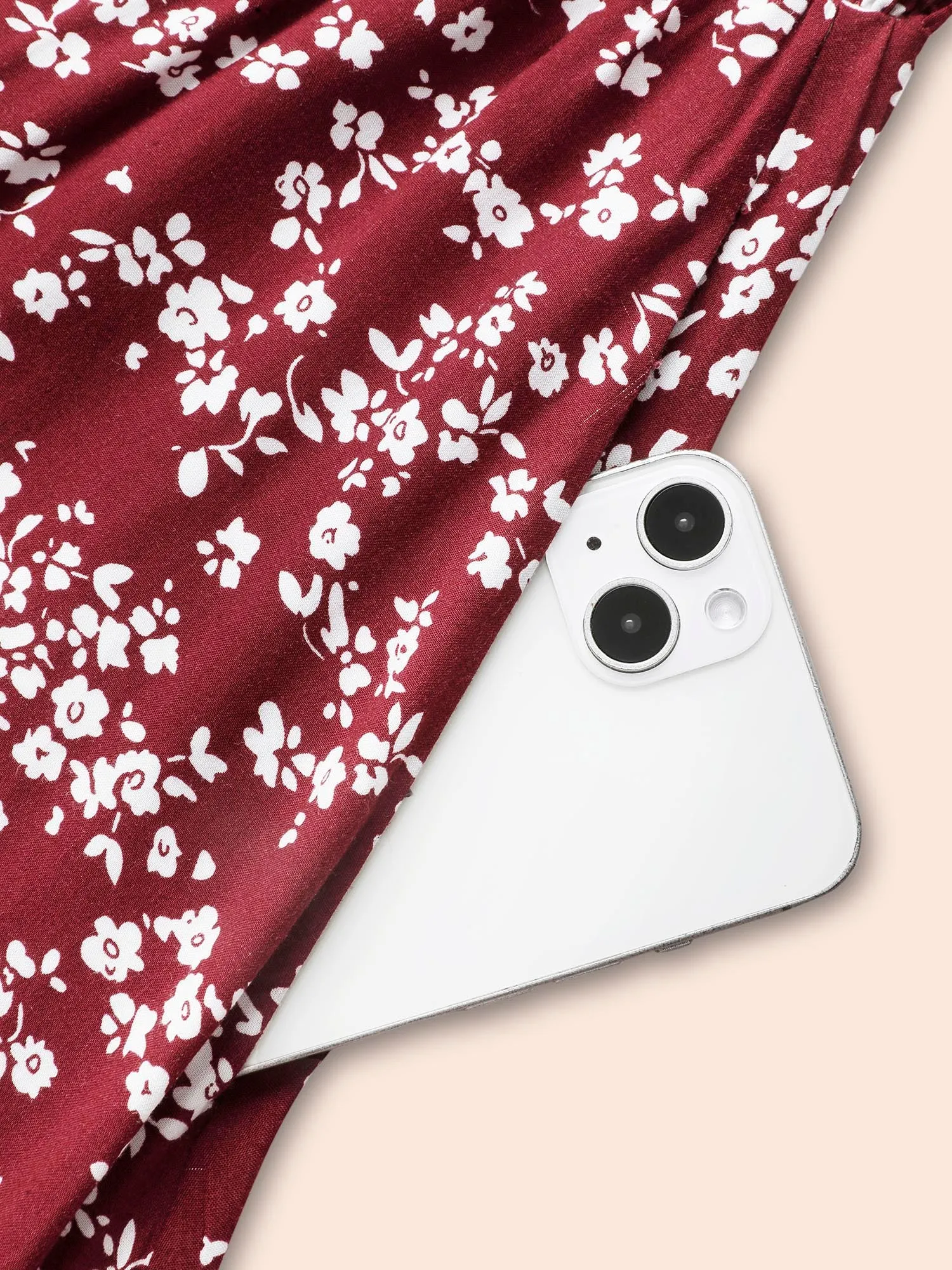 Ditsy Floral Split Hem Puff Sleeve Dress sold by Bloomchic product image thumbnail 5