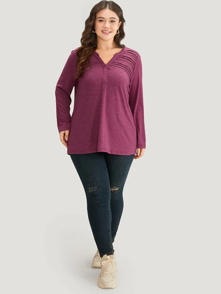 Notched Pleated Button Up T-shirt sold by Bloomchic product image thumbnail 5