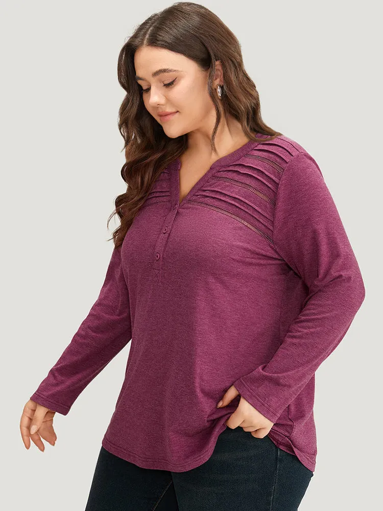 Notched Pleated Button Up T-shirt sold by Bloomchic product image thumbnail 3