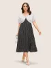 Polka Dot Contrast Lantern Sleeve Midi Dress sold by Bloomchic