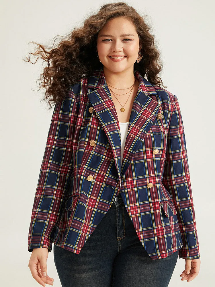 Plaid Metal Detail Pocket Blazer sold by Bloomchic
