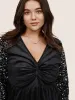 Patchwork Velvet Twist Front Elastic Waist Sequin Blouse sold by Bloomchic