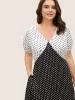 Polka Dot Contrast Lantern Sleeve Midi Dress sold by Bloomchic