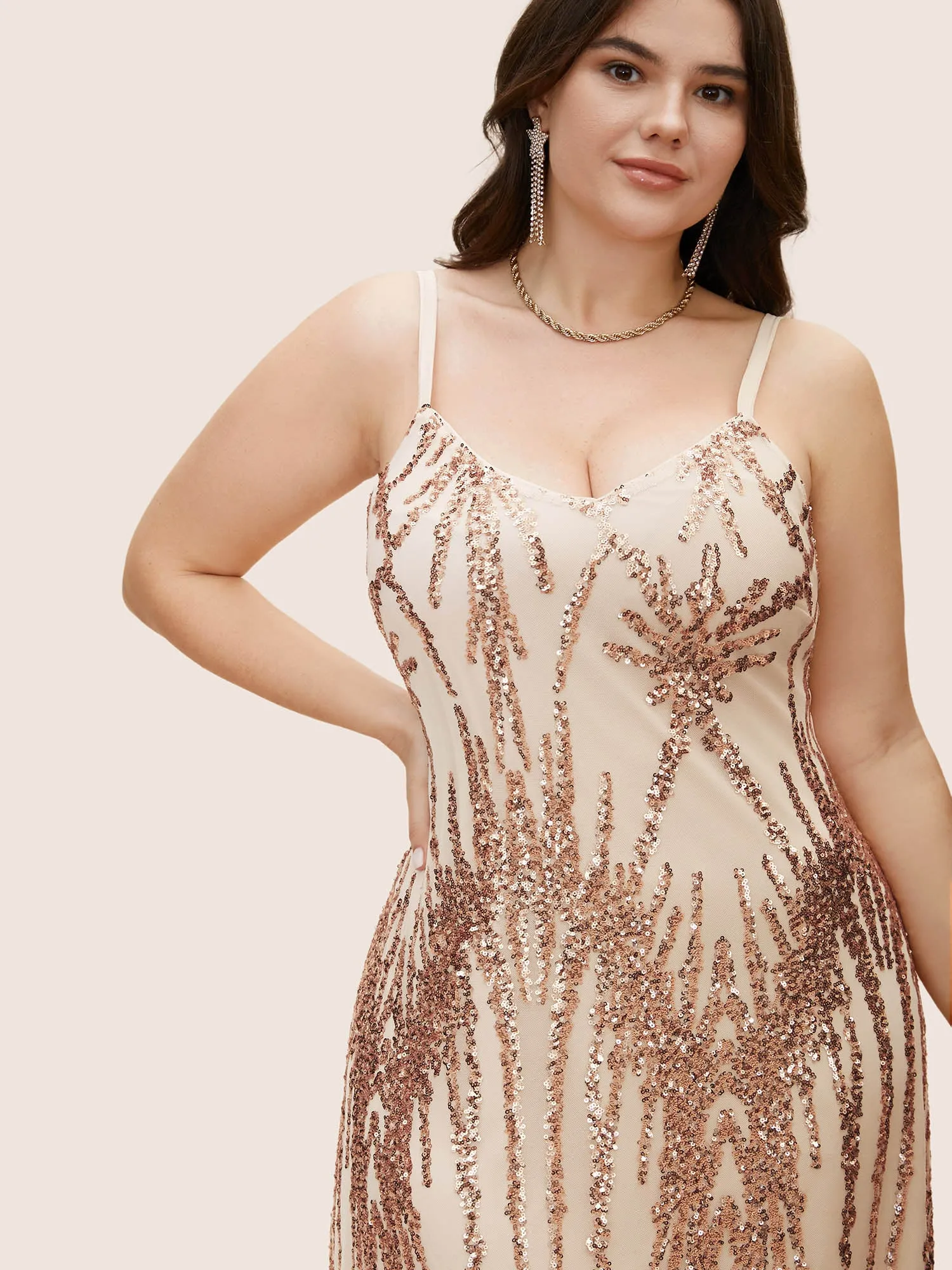 Embellished Sequins Adjustable Straps Midi Dress sold by Bloomchic product image thumbnail 2