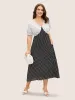 Polka Dot Contrast Lantern Sleeve Midi Dress sold by Bloomchic