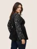 Patchwork Velvet Twist Front Elastic Waist Sequin Blouse sold by Bloomchic