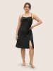 Guipure Lace Cowl Neck Split Hem Sleep Dress sold by Bloomchic