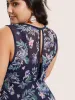 U Neck Tropical Print See Through Swim Dress sold by Bloomchic