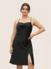 Guipure Lace Cowl Neck Split Hem Sleep Dress sold by Bloomchic