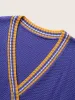 Striped Contrast Wrap Knit Pullover sold by Bloomchic
