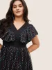 Sequin Patchwork Pocket Flutter Cap Sleeve Dress sold by Bloomchic