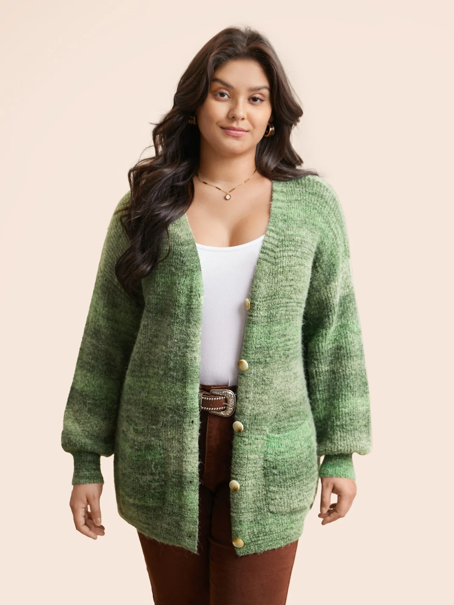 Contrast Patched Pocket Drop Shoulder Cardigan sold by Bloomchic