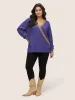 Striped Contrast Wrap Knit Pullover sold by Bloomchic