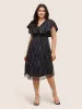 Sequin Patchwork Pocket Flutter Cap Sleeve Dress sold by Bloomchic