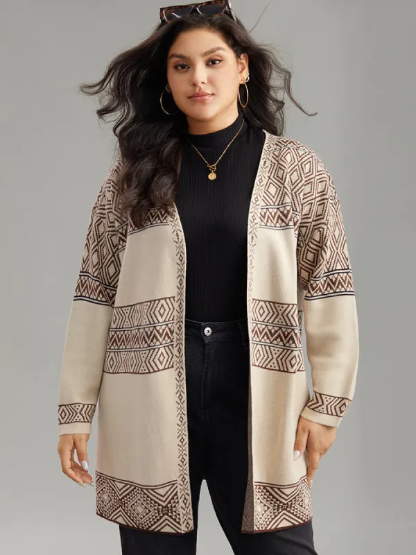 Geometric Open Front Cardigan sold by Bloomchic