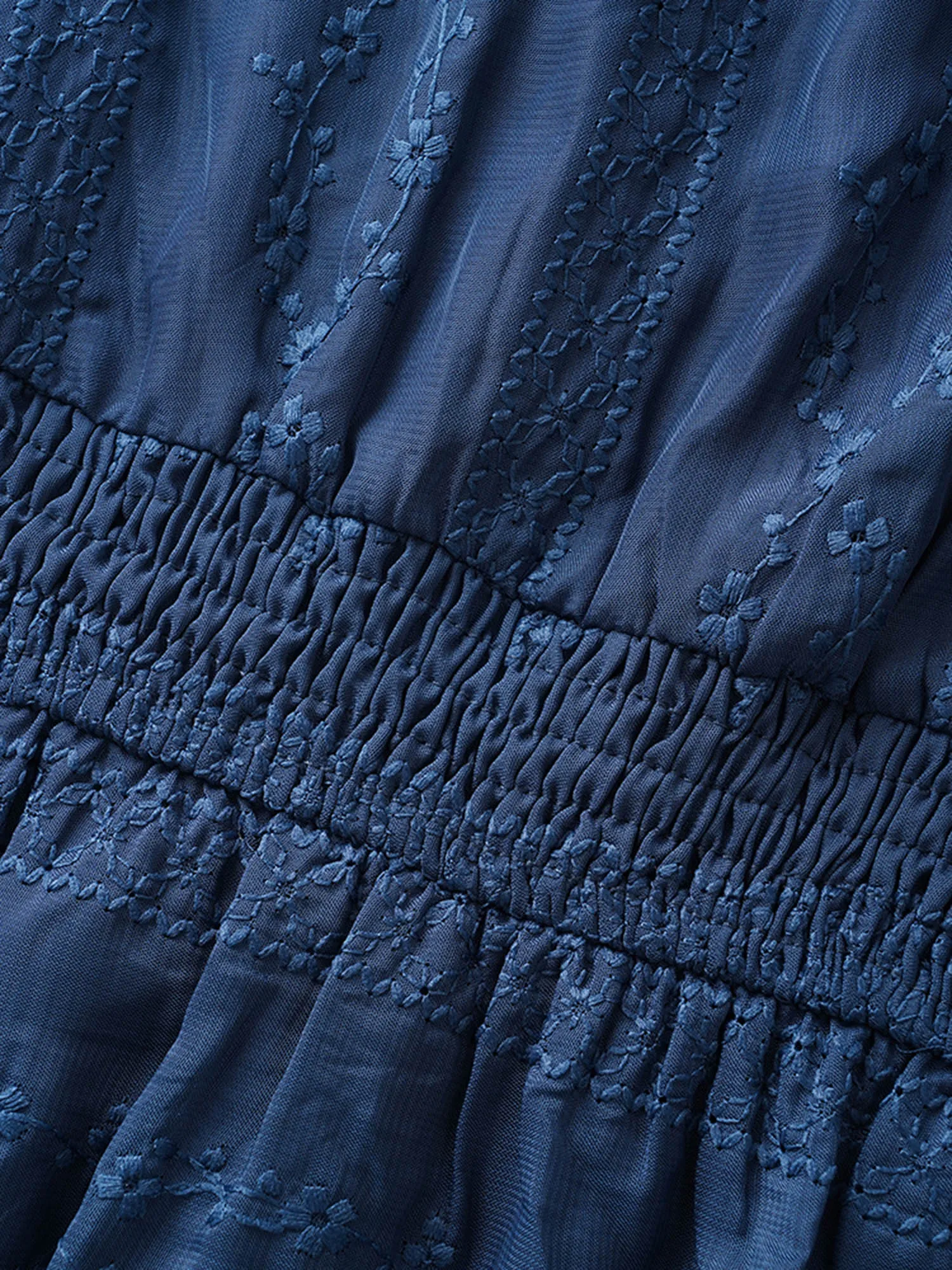 Floral Embroidered Shirred Patchwork Mesh Blouse sold by Bloomchic product image thumbnail 5