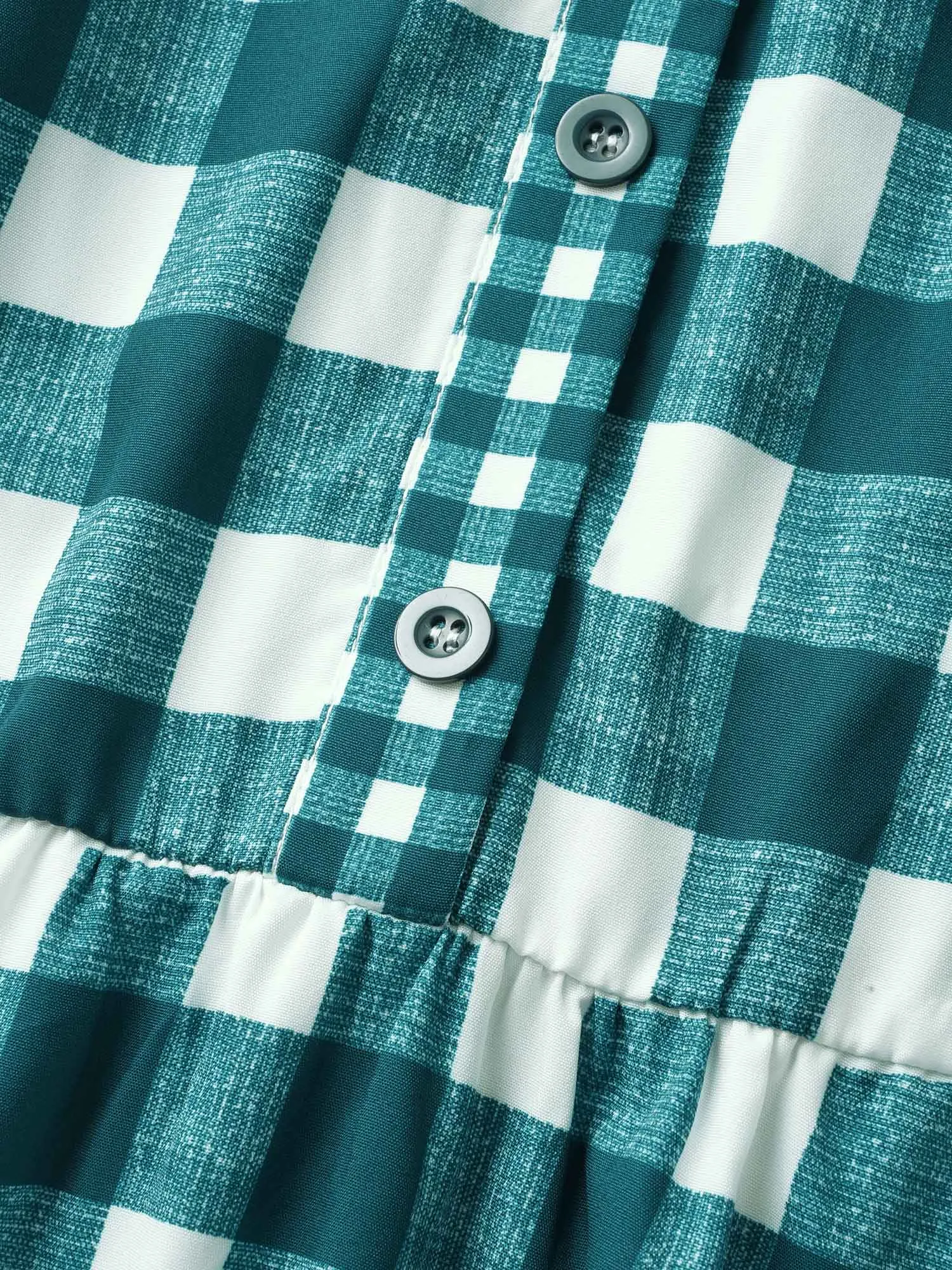 Plaid Notched Ruffle Cap Sleeve Midi Dress sold by Bloomchic product image thumbnail 5