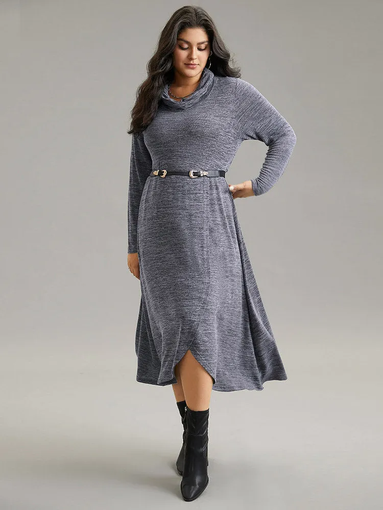 Plain Funnel Neck Heather Arc Hem Dress sold by Bloomchic product image thumbnail 2