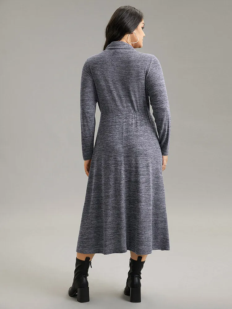 Plain Funnel Neck Heather Arc Hem Dress sold by Bloomchic product image thumbnail 3