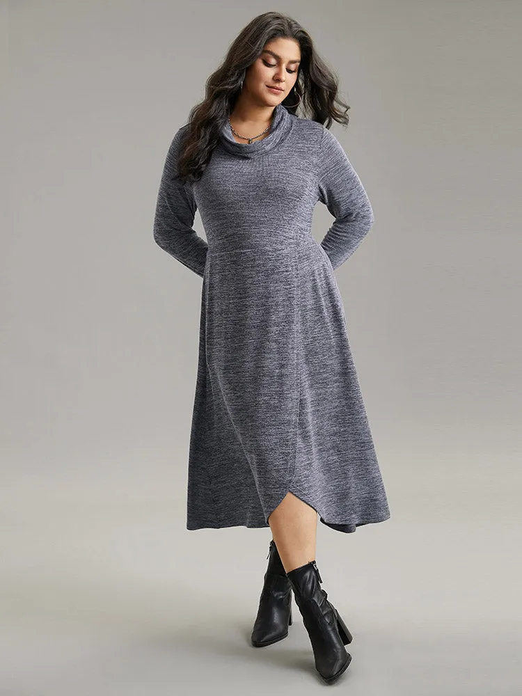 Plain Funnel Neck Heather Arc Hem Dress sold by Bloomchic product image thumbnail 4
