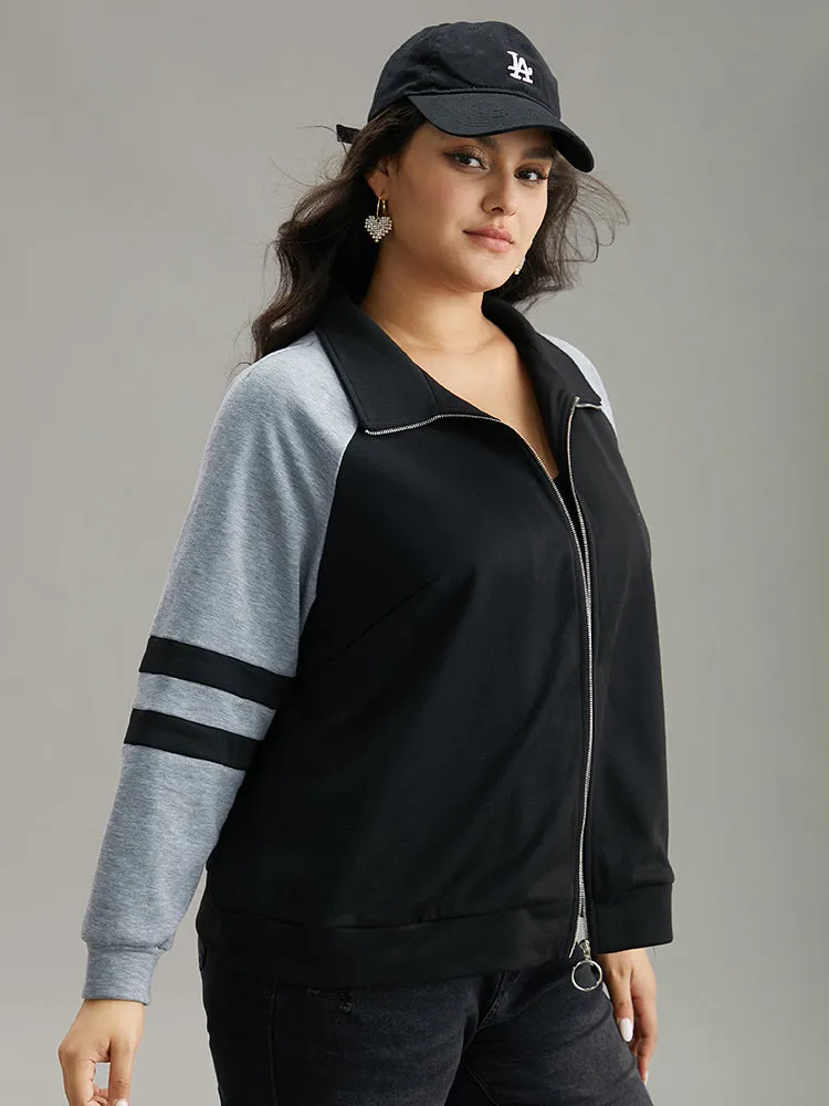 Contrast Contrast Trim O Ring Zipper Jacket sold by Bloomchic product image thumbnail 3