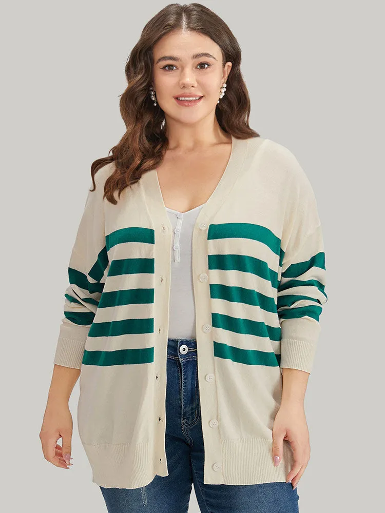 Supersoft Essentials Striped Contrast Button Up Cardigan sold by Bloomchic product image thumbnail 3