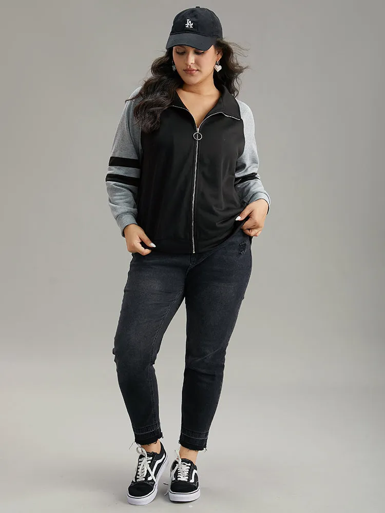 Contrast Contrast Trim O Ring Zipper Jacket sold by Bloomchic product image thumbnail 4