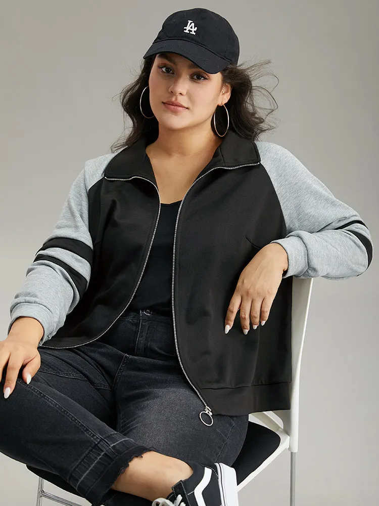 Contrast Contrast Trim O Ring Zipper Jacket sold by Bloomchic