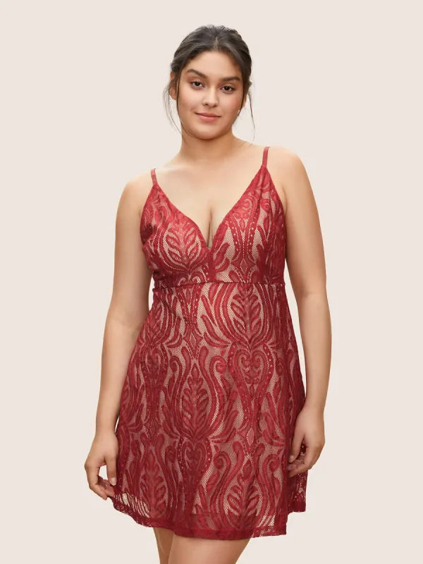 Boho Print Contrast Mesh Cami Sleep Dress sold by Bloomchic