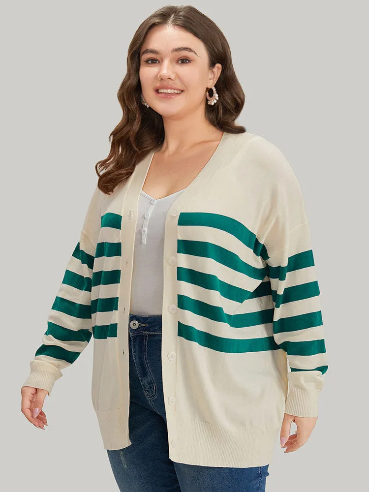 Supersoft Essentials Striped Contrast Button Up Cardigan sold by Bloomchic product image thumbnail 4