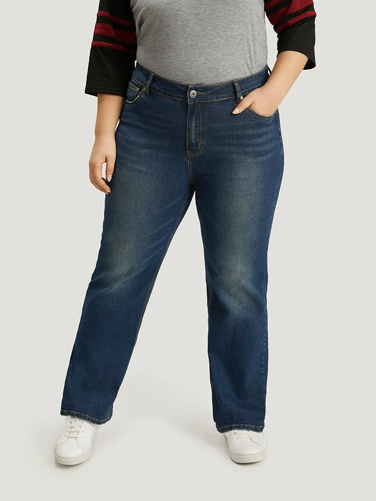 Plain Roll Hem Medium Wash Full Length Jeans sold by Bloomchic product image thumbnail 2