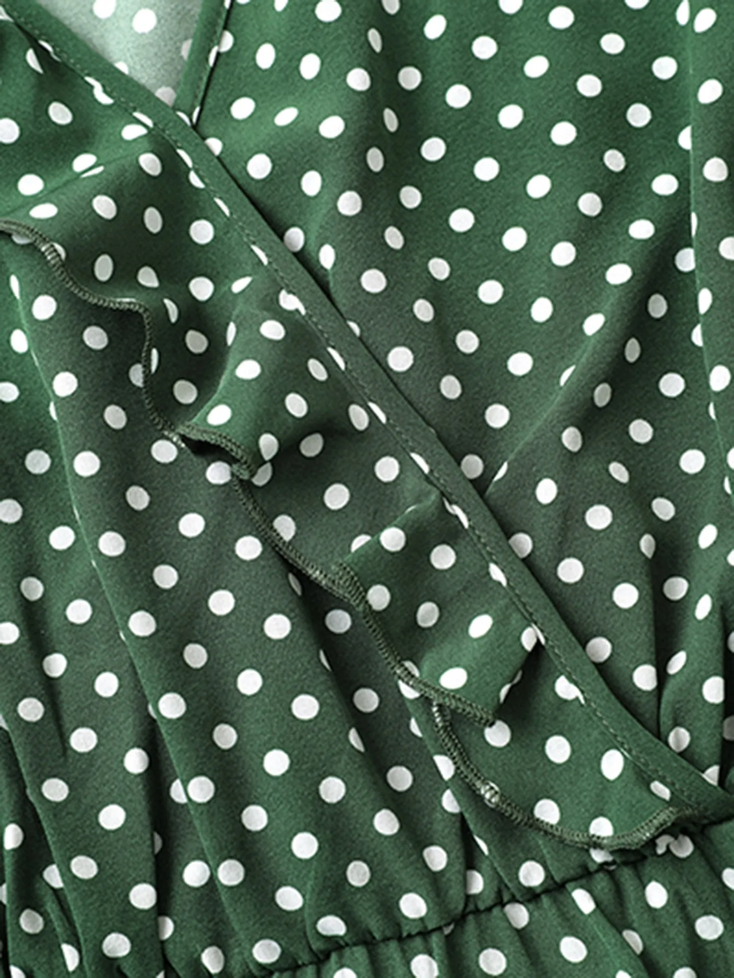 Polka Dot Flutter Trim Belted Overlap Collar Dress sold by Bloomchic product image thumbnail 5