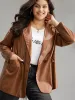 Lapel Collar Pocket Button Up Blazer sold by Bloomchic