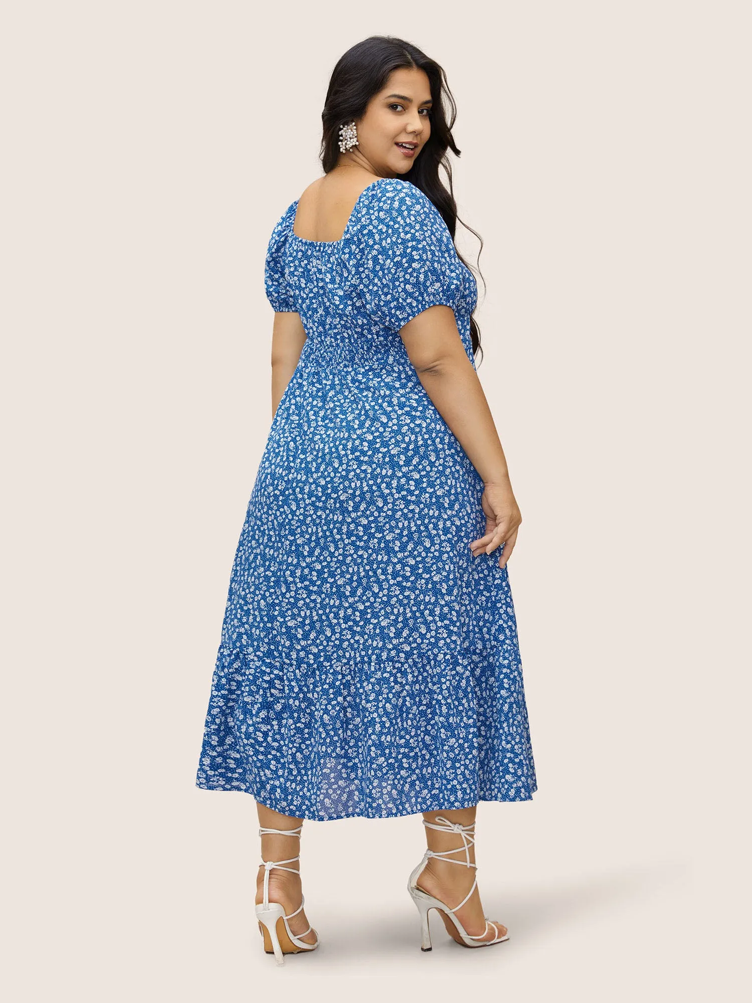 Square Neck Ditsy Floral Raglan Sleeve Dress sold by Bloomchic product image thumbnail 4