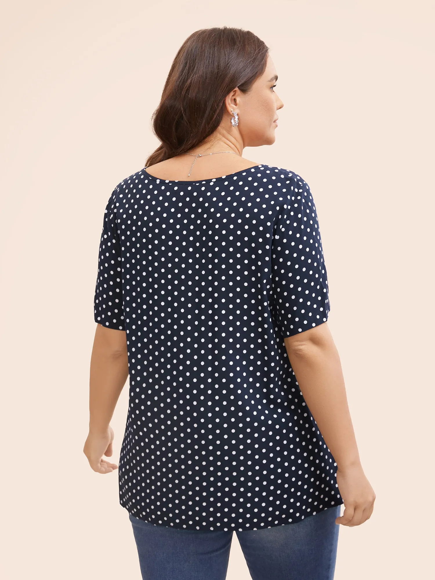 Polka Dot Split Hem Pleated Blouse sold by Bloomchic product image thumbnail 4