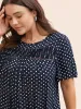 Polka Dot Split Hem Pleated Blouse sold by Bloomchic