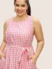 Gingham Elastic Waist Sleeveless Maxi Dress sold by Bloomchic