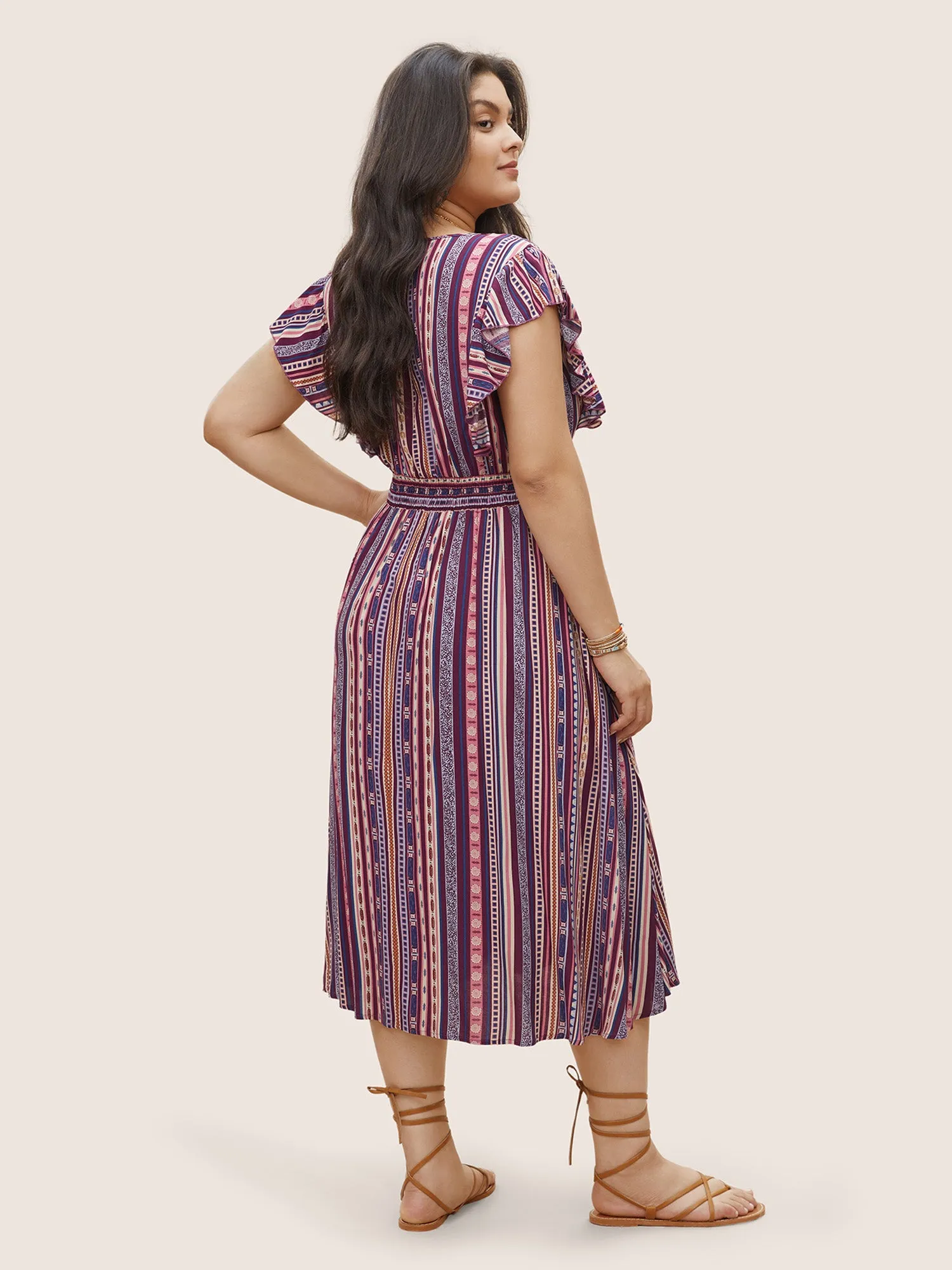 Bandana Print Wrap Ruffle Cap Sleeve Dress sold by Bloomchic product image thumbnail 3