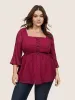 Chiffon Square Neck Lace Up Ruffles Blouse sold by Bloomchic