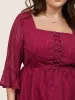 Chiffon Square Neck Lace Up Ruffles Blouse sold by Bloomchic