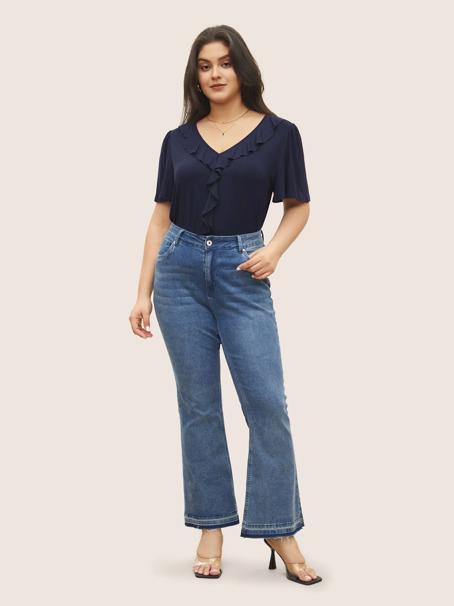 Supersoft Essentials Solid Ruffle Trim T-shirt sold by Bloomchic product image thumbnail 3