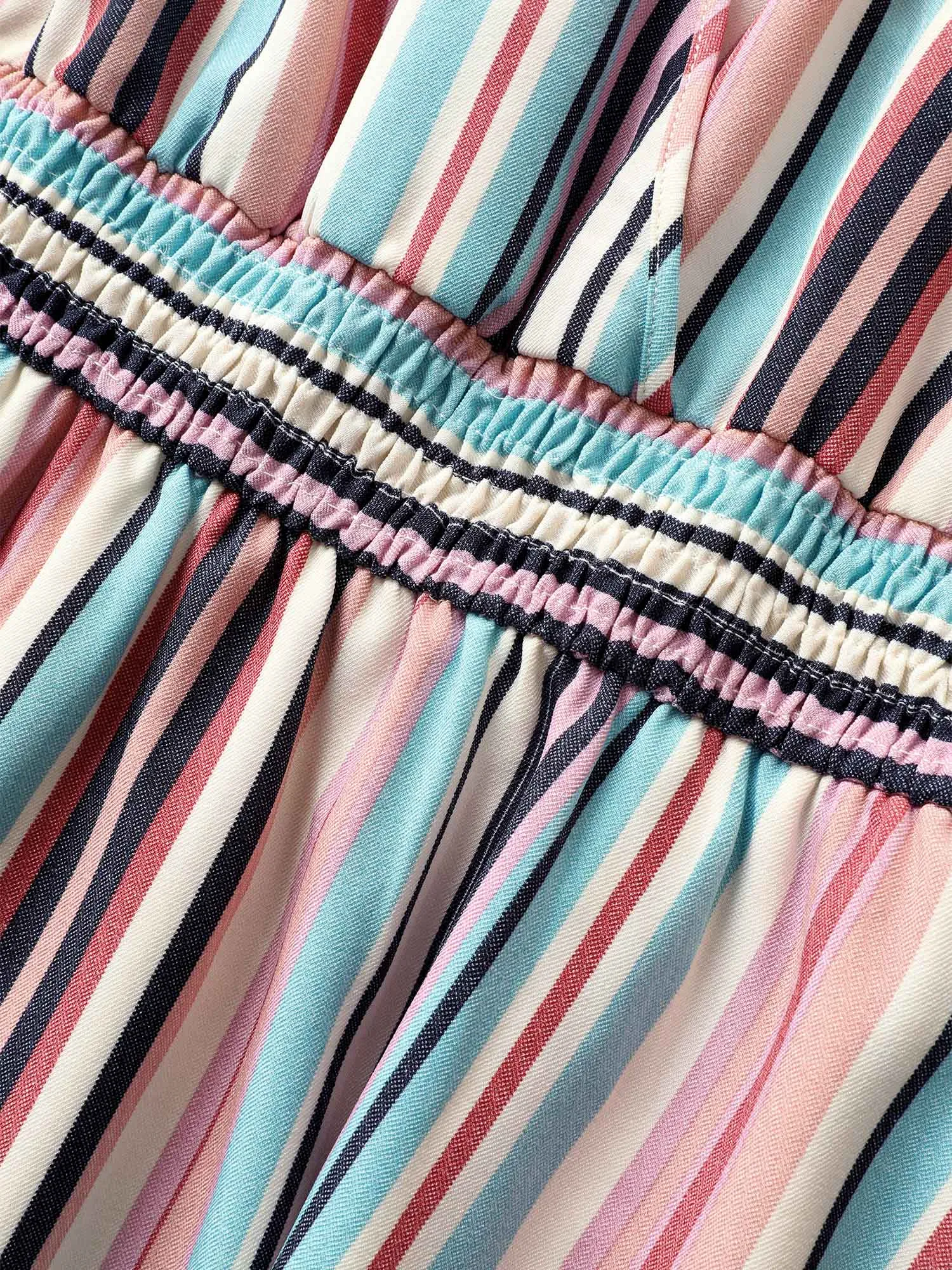 Colored Striped Halter Neck Shirred Wrap Dress sold by Bloomchic product image thumbnail 5