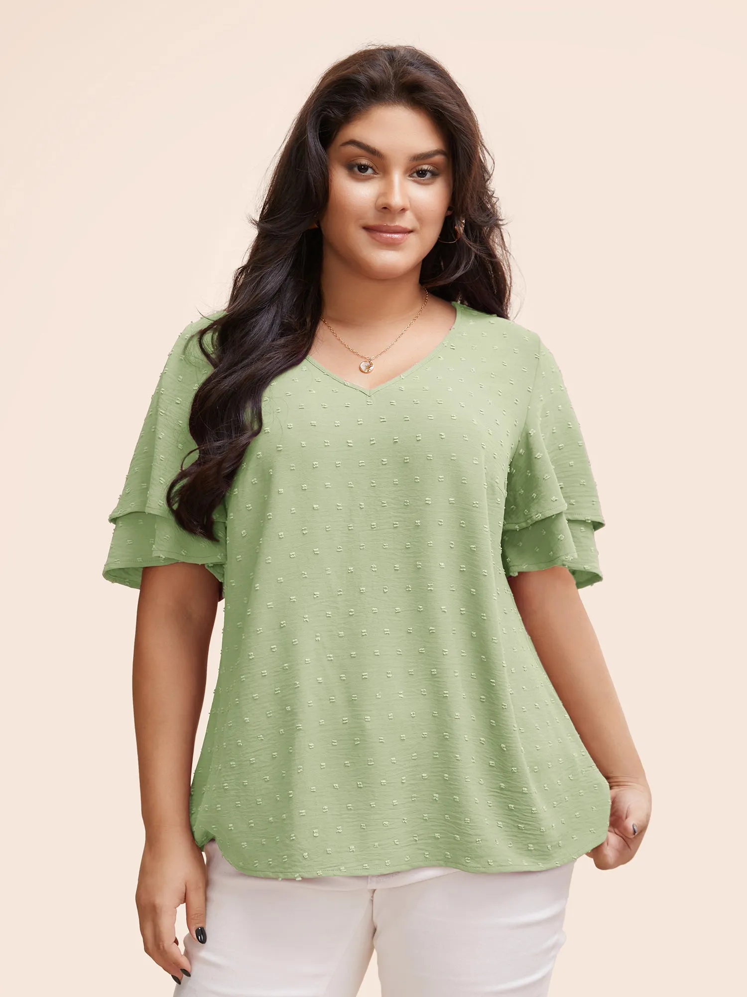 Solid Shirred Square Neck Guipure Lace Dress sold by Bloomchic product image thumbnail 5