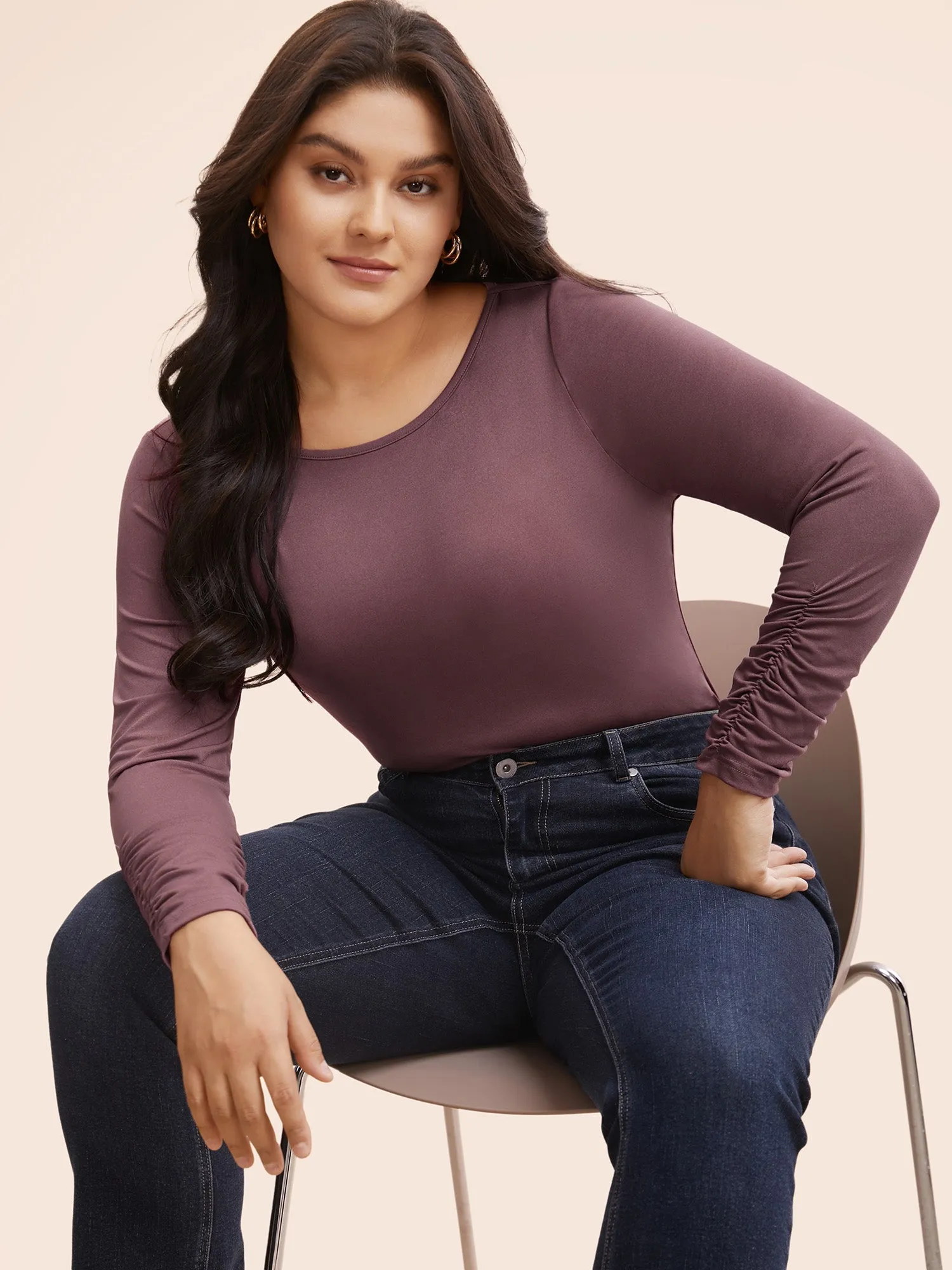 Solid Boat Neck Gathered T-shirt sold by Bloomchic product image thumbnail 5