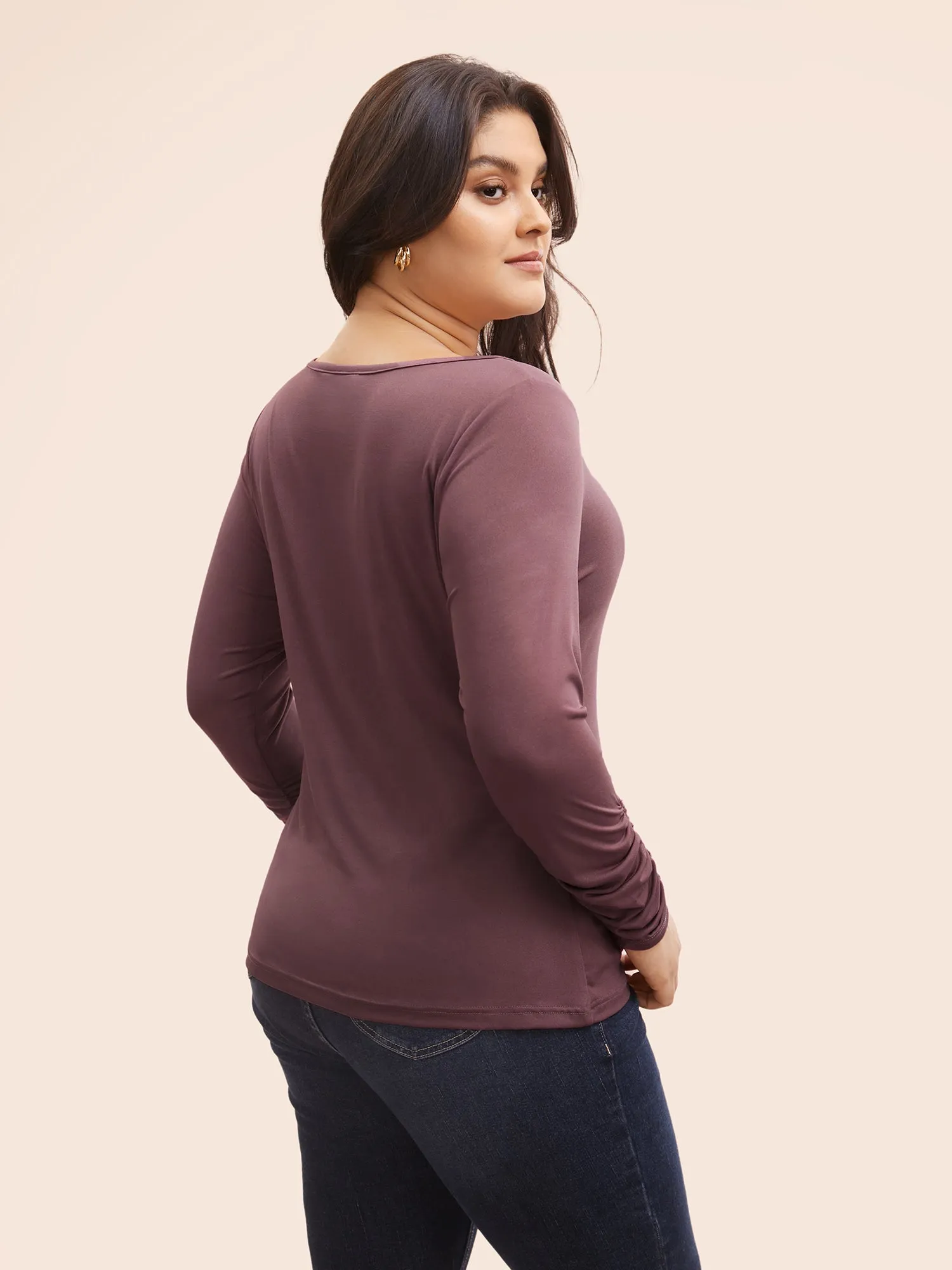 Solid Boat Neck Gathered T-shirt sold by Bloomchic product image thumbnail 3