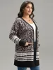 Leopard Print Pocket Contrast Trim Cardigan sold by Bloomchic
