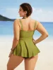 Plain Gathered Asymmetrical Hem Swim Top sold by Bloomchic