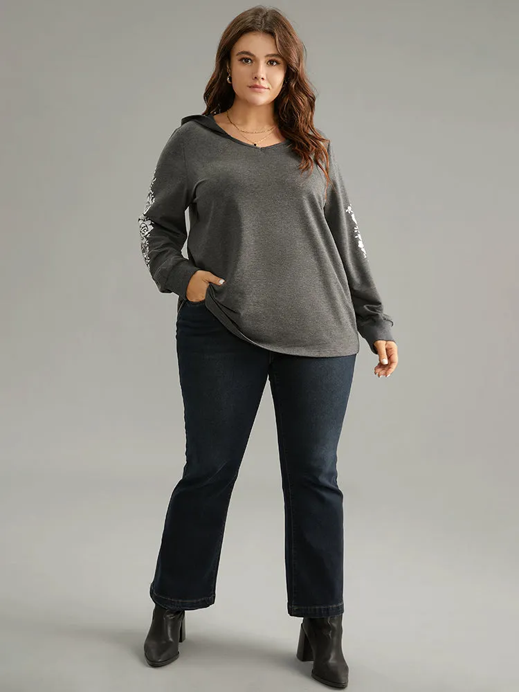 Floral Print Hooded Rib Knit Sweatshirt sold by Bloomchic product image thumbnail 4