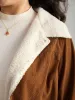 Corduroy Lapel Collar Fuzzy Patchwork Button Fly Coat sold by Bloomchic